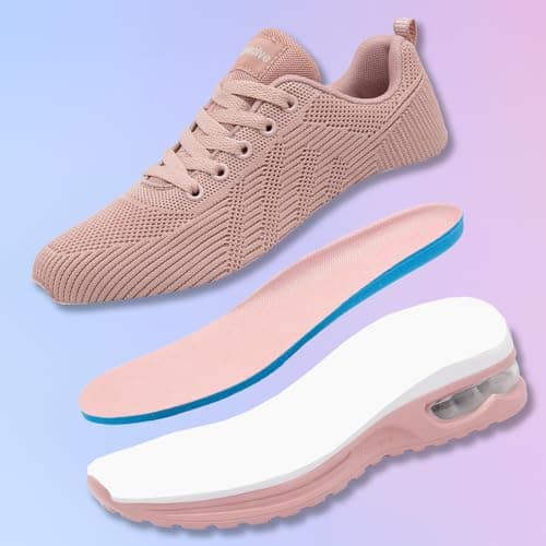 Topwolve Running Shoes Women's Cushion Walking Trainers Lightweight Breathable Mesh Athletic Sneakers Ladies Sports Tennis Shoes,Light Pink,5 UK — view 5