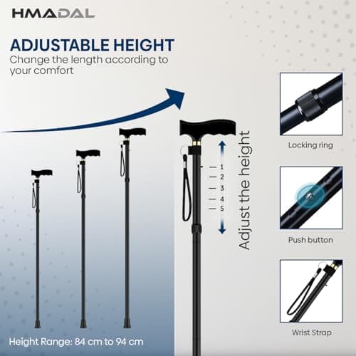 Walking Stick Adjustable Height Mobility Aids Folding Walking Canes — view 5