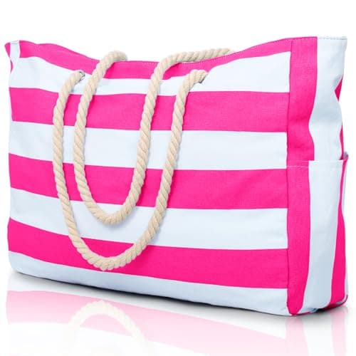 oscaurt Large Beach Bag Women's Tote Waterproof Shoulder Travel Bag with Zip Holiday Essentials Handbag for Women Gym Shopping Picnic