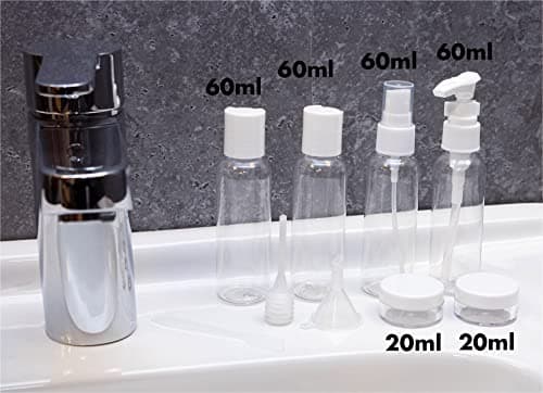 Netagon 9 Piece Travel Bottle Set Leak Proof Clear Toiletries Containers with Clear Airport Bag Case, Perfect for Travel Holidays Swimming Camping Trips (2 Packs -18 Pce) — view 5