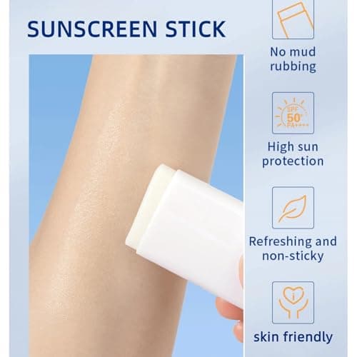 Sunscreen Stick SPF 50+,SPF 50 Sunscreen for Face,Invisible Sun Stick for Face & Body,Water Resistant,Daily Use Waterproof Sun Block,Moisturizing Sun Cream,Day Cream Spf,Daily Use Sunscreen Stick — view 6