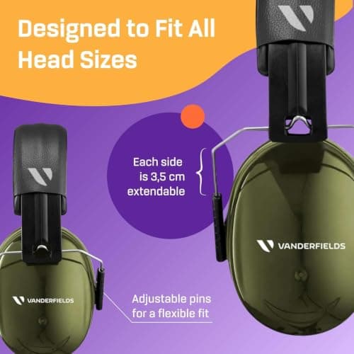 Vanderfields Adult/Teens Ear Defenders, Noise Cancelling, Army Green — view 3