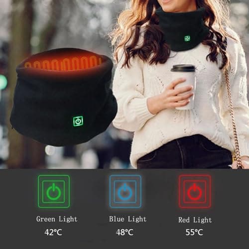 Ggnaxivs Winter Electric Heated Scarf Neck Wrap USB Rechargeable Neck Warmer 3 Speed Adjustment Fleece Scarf for Cycling Skiing — view 3