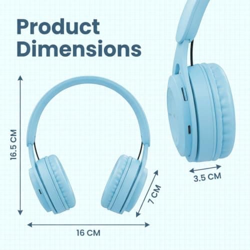 Kids Wireless Headphones Bluetooth 5.0, 60H Play Time, 74/85 dBA, Blue — view 2