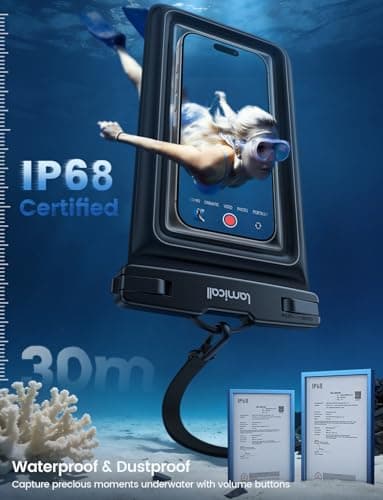Lamicall Floating Waterproof Phone Pouch – [Buoyant Sponge Padding] IP68 Underwater Phone Case, Swimming Dry Bag with Lanyard, Secure Lock, HD Touch Screen, Universal up to 7.5" - 2 Pack — view 3
