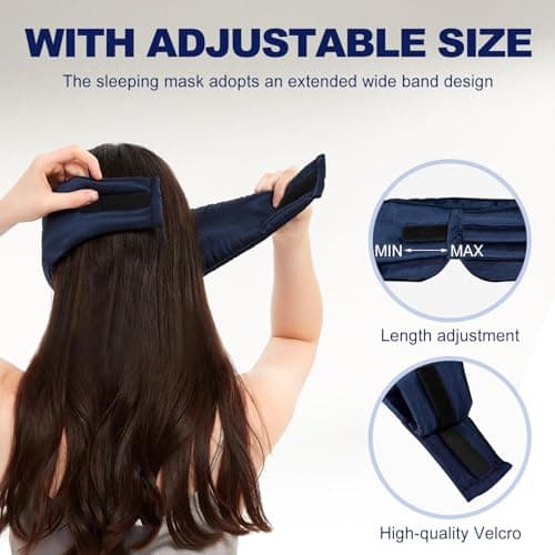 Quelcc Sleep Mask, Silk Eye Mask for Sleeping with Adjustable Strap, Ultra Soft Comfortable Sleeping Mask for Sleeping,Travel, Relax, Yoga, Meditation(Navy Blue) — view 2