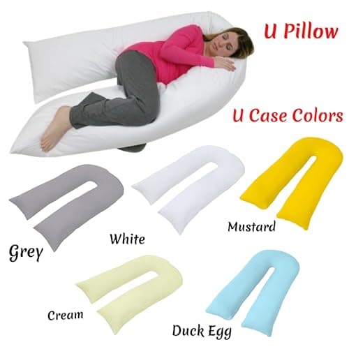 ARLINENS 12ft Long U Shaped Full Body & Back Support Pillow Extra Fill With Hollow Fiber-Soft Relieve Pain Pregnancy & Leg Support Pillow with Free Pillowcase (12FT U Pillow with Case, White) — view 3