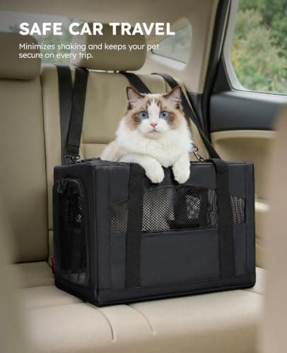 pecute Cat Carrier XL, Extra Large Stable Cat Carrier Handbag, Dark Grey — view 6