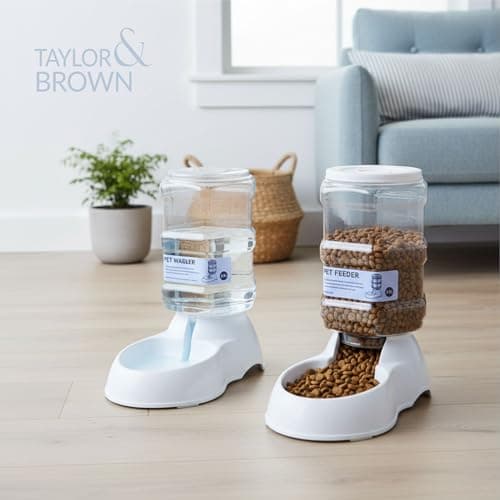 Taylor & Brown Automatic Pet Dog Feeder and Water Dispenser Set, 3.5L Gravity Dog Cat Food and Water Dispenser Set with Pet Food Bowl, Pet Food Water Dispenser Station — view 2