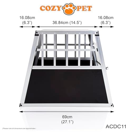 Cozy Pet Aluminium Car Dog Crate – 17 Sizes – Angled Car Boot Travel Cage – Lightweight Metal Dog Carrier - W 54 x D 69 x H 60cm ACDC11 — view 4