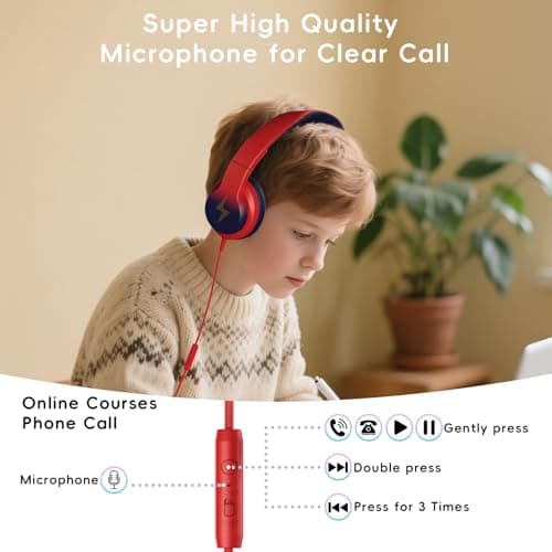 Candy Bila Wired Over-Ear Kids Headphones for School -Gradient Red to Blue — view 3