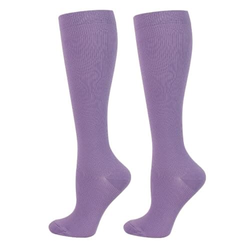 Cheeroyal 2 Pairs Compression Socks for Women Men Circulation-Best Support for Nurses,Running,Athletic,Travel (UK, Alpha, S, L, Regular, Regular, S-M, Purple)