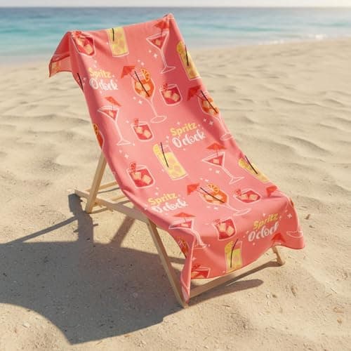 OHS Microfibre Beach Towel Orange Spritz, Super Soft Quick Dry Sand Free Beach Towels for Adults Large Lightweight Compact Pool Swim Summer Essentials Travel Towel, Pink - 71 x 152cm