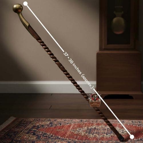 AZQAAN Handmade Brass Designer Head Handle Vintage Wooden Walking Cane – 37–38" Solid Rosewood Shaft, Brass Handle, Stylish Walking Stick for Men & Women, Senior Citizens, Costumes & Parties — view 5