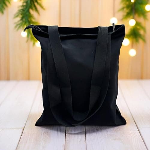 Augbunny 12OZ 100% Cotton Canvas Zipper Closure Lined Reusable Grocery Shopping Bag Beach Bag Daily Casual Multi Purpose Tote — view 2