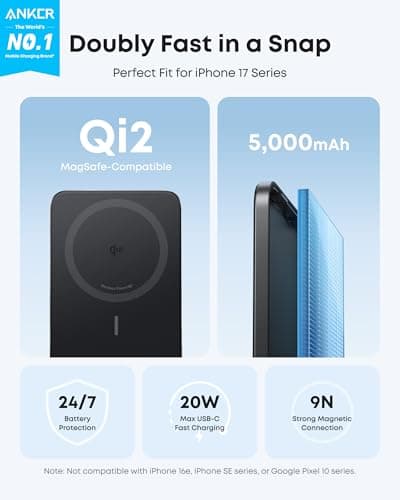Anker Nano Magnetic Ultra Slim Power Bank Qi2 15W Wireless Portable Charger — view 2