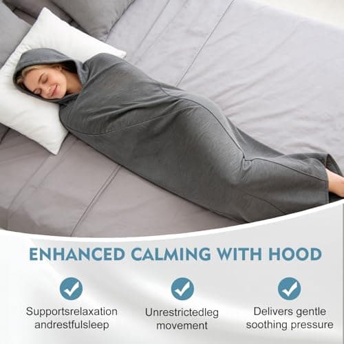 Vibe2Go Alide Sleep Pod 360 Wrap Wearable Compression Blanket, Sensory Calming Sleep Sack for Adults, Washable Portable Travel Sleeping Bag, Grey 185x50cm — view 5