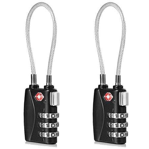 CFMOUR Suitcase Locks, 3-Dial TSA Approved Luggage Lock with Flexible Cable