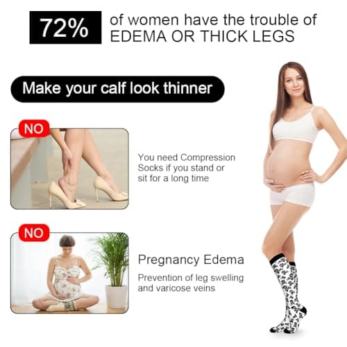 ACWOO 4 Pairs Compression Socks for Women & Men, Graduated Stockings Support, Non-Slip Breathable Flight Socks Running Socks for Sports, Flying, Maternity Pregnancy, Nurses, Travel, Running — view 6