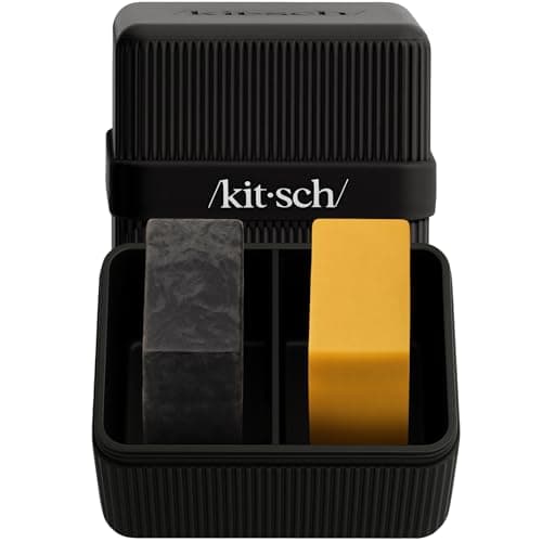 Kitsch 2-Compartment Travel Soap Case – Bar Soap Holder & Organizer, Travel Case for Bars – TSA-Approved – Lightweight, Durable, Leak-Proof, Made from Recycled Plastic – Black