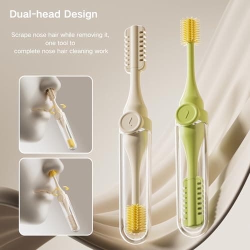 2026 2-in-1 Nasal Hair Cutter, Double Sided Nose Hair Cutter with Lid, Updated Portable 360 ° Rotating Manual Nose Hair Trimmer for Travel (Yellow 3pcs) — view 3