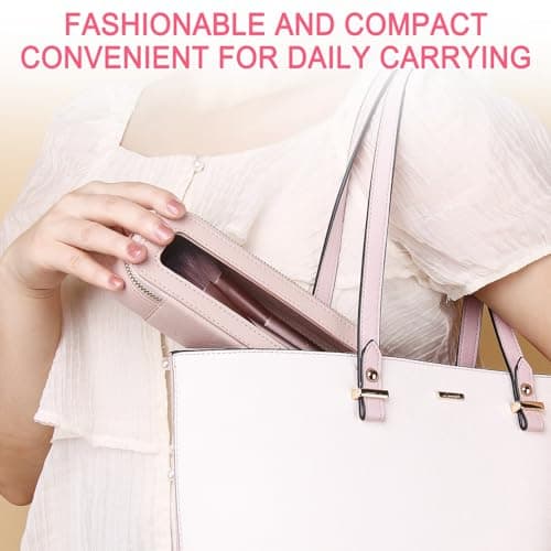Pinkmik Makeup Brush Bag Slim Clear Makeup Bag Transparent Travel Cosmetic Case & Toiletry Bag with Zipper Small Beatuy Makeup Bag Purse Organizer for Women, Pink, SLIM-3, Makeup Brush Case — view 3