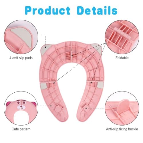 HOTUT Folding Travel Toilet Seat,Folding Travel Potty Seat for Boys and Girls with Toilet Training Reward Chart,Folding Toilet Seat with Storage Bag,Folding Potty Training Seat for Kids — view 3