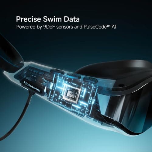 SollaWave AI Music Smart Swimming Goggles with Built-in Swimming Headphones, Real Time Voice Feedback + MP3 Player, 9-Axis Motion Sensor, IP68 Waterproof Headphones for Swimming App & AI Analysis — view 6