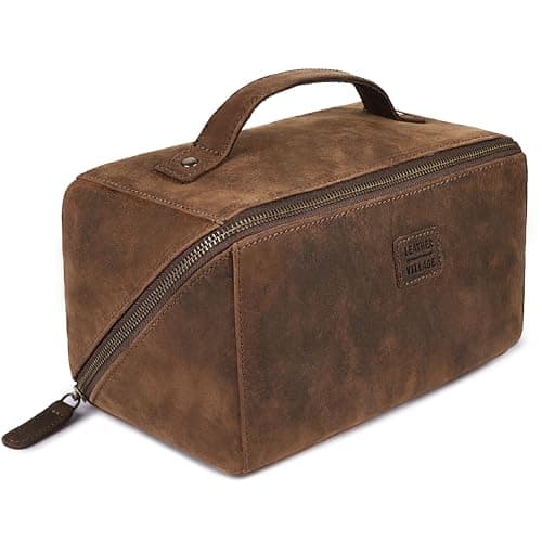 Leather Village Genuine Leather Travel Dopp Kit for Men & Women