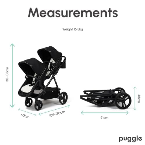 Puggle Memphis Double Pram & Travel System (Midnight Black) — view 6