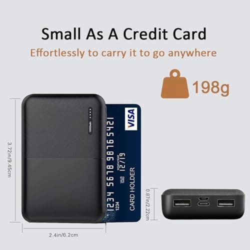 Small Power Bank, 10000 mAh Portable Phone Charger 5V/2.4 A Heated Vest/Jacket Battery Packs, Dual USB Outputs with LED Display Powerbank Compatible for iPhone Andriod iPad ect. (Black) — view 6