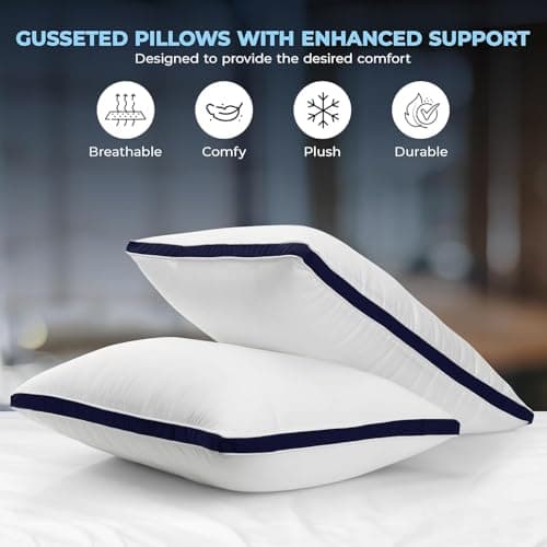 Utopia Bedding Pillows 12 Pack Queen Size, (Navy) Luxury Hotel Quality Pillows, Brushed Fabric, Bed Pillow for Back, Stomach or Side Sleepers - 18 x 26 inch / 45 x 66 cm — view 6
