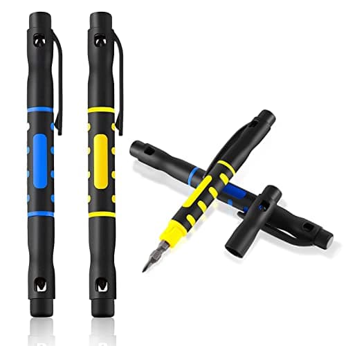 2 Pieces 4 in 1 Pocket Screwdriver Double Ended Multi-Tool Repair Set Kit