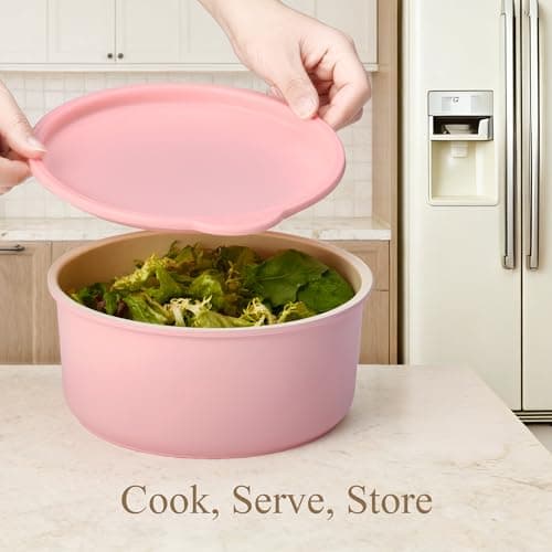 CAROTE 19pcs Pots and Pans Set Non Stick, Detachable Handle Cookware, Pink — view 6
