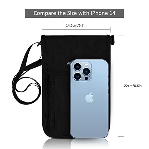 ARVOK Travel Wallet Neck Wallet with RFID Blocking Protected Passport Holder Pouch with Adjustable Neck Strap for Men Women, Keep Cash, Credit Cards and Travel Documents Safe — view 5