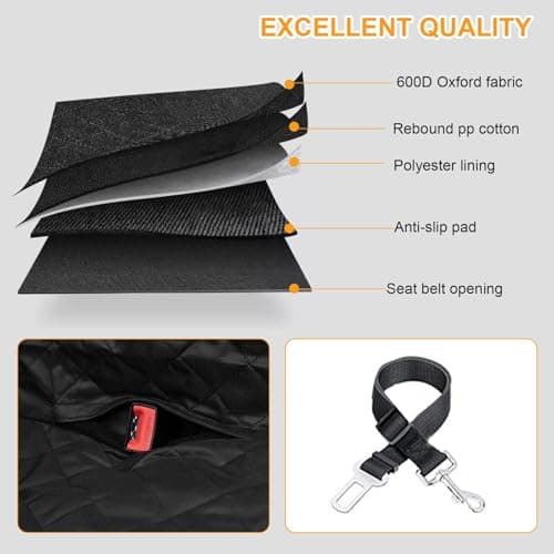 R-timer Dog Car Seat Cover for Lexus CT ES GS IS NX UX RX LBX, Waterproof Back Seat Protector Scratchproof Pet Travel Hammock Non Slip Dog Car Seat Covers — view 3