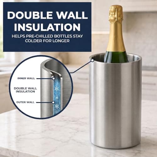 Chabrias 6 Pack Double Wall Stainless Steel Champagne Bucket & Wine Cooler — view 3