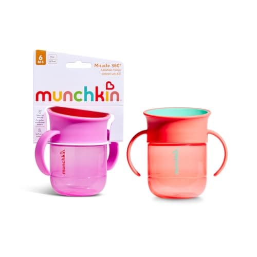 Munchkin Miracle 360 Baby Cup |2-Pack | 6m+ | 207ml | Purple/Coral