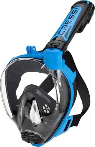 Cressi Duke Action Full Face Snorkel Mask - CO2 Safe Dry Snorkel System - Wide View Anti Fog Mask - Action Cam Mount for Snorkelling - Black/Blue - M/L — view 3