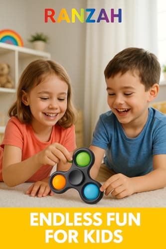 Ranzah Hand Fidget Spinner Toy Finger Bubble Pop Sensory ADHD Anxiety Stress Relief Gift Party Travel Toy For kids Teens Adults (Black) — view 3