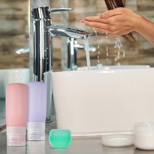 Albert Austin Set of 16 Travel Bottles for Toiletries Refillable Squeezable Silicone Bottles Leak Proof Travel Containers for Toiletry BPA Free Conditioner Body Wash Bottle Set for Holiday Essentials — view 5