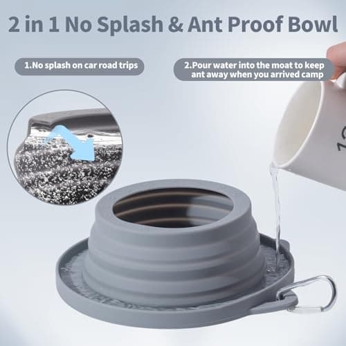 Non Spill Dog Travel Bowl with Ant-Proof Base Collapsible Pet Water Food Bowls Integrated Molding Dog Car Water Bowl Anti Spill for Road Trip, Walks, Travel, Camping and Hiking (Light Gray) — view 4
