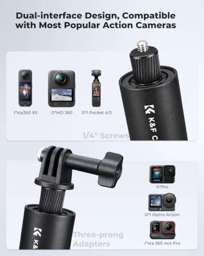K&F Concept 66"/168cm Invisible Selfie Stick Tripod for Insta360 X5 X6/4/3 — view 3