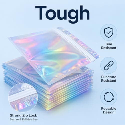 Smell Proof Bag, Mylar Bags 7x9cm, Foil Ziplock Bags Small Smell Proof Bag, Small Resealable Bags Storage Pouches Grip Seal Clear Plastic for Food Storage,Jewelry,Electronics (45) — view 4