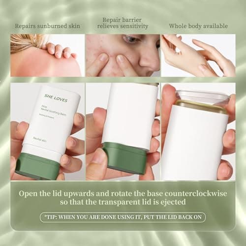 Travel Size 15g Aloe Soothing Balm for After-Sun Care & Sensitive Skin - Pure Aloe Vera Gel Hydrating Moisturizer Stick for Face and, Portable Skin Stick for Travel and Outdoor Activities — view 5