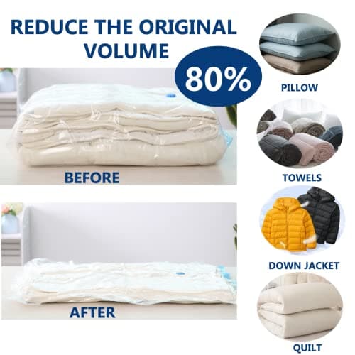Vacuum Storage Bags for Clothes - 6 Pack(2 Jumbo + 2 Large Medium) Reusable Sealer with Double Zip Seal Travel Space Saver Duvets, Bedding, Quilts, Pillows — view 4