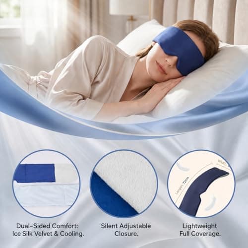 Weighted Eye Mask for Deep Sleep - 250g Gentle Pressure, 100% Blackout, Breathable Ice Silk Linen, Double-Sided Sleep Mask for Relaxation & Migraine Relief - Elegant Grey — view 5