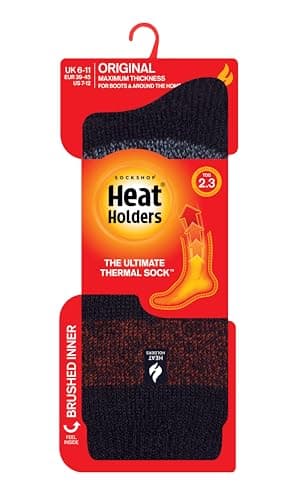 HEAT HOLDERS SOCKSHOP Mens 2.3 TOG Patterned and Plain Thermal Socks Pack of 1 (UK, Numeric, 6, 11, Regular, Regular, Barrow Navy/Burgundy) — view 3