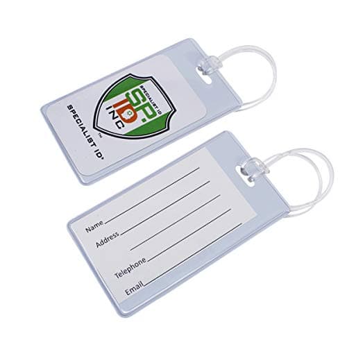 Specialist ID 5 Pack Of Slim And Sturdy Backpack/Luggage Id Bag Tags With Worm Loops One Size White