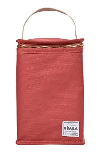 Béaba - Insulated Baby Meal Pouch - Large Capacity - Thermal Bottle Storage - Bag for Carrying Full Meals - Foldable - Soft Waterproof Material - Terracota — view 4
